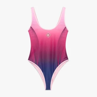 Auberginefärgad baddräkt med ton-i-ton-effekt