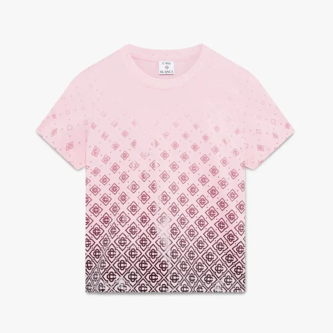 Auberginefärgad kortärmad T-shirt med gradientmonogram