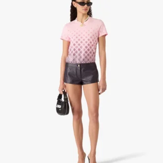 Auberginefärgad kortärmad T-shirt med gradientmonogram