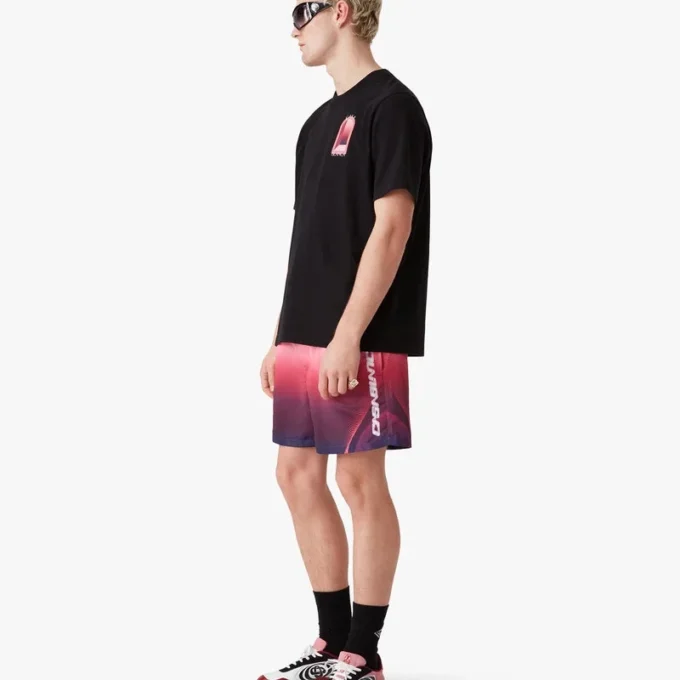 Badshorts med auberginefärgat gradienttryck