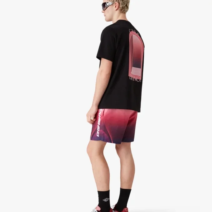 Badshorts med auberginefärgat gradienttryck