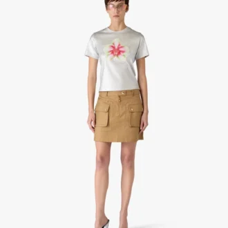 Beige minikjol i bomull med fickor