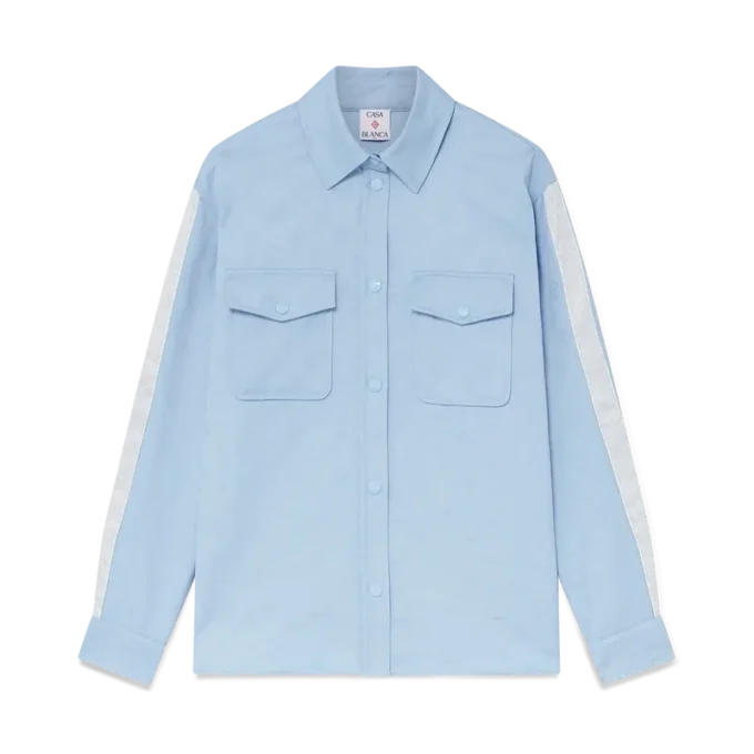 Blå långärmad skjorta med monogram