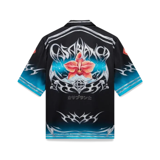 Blades kortärmad skjorta i silkesatin