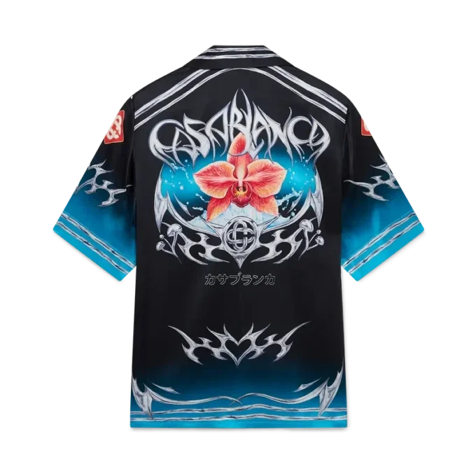 Blades kortärmad skjorta i silkesatin