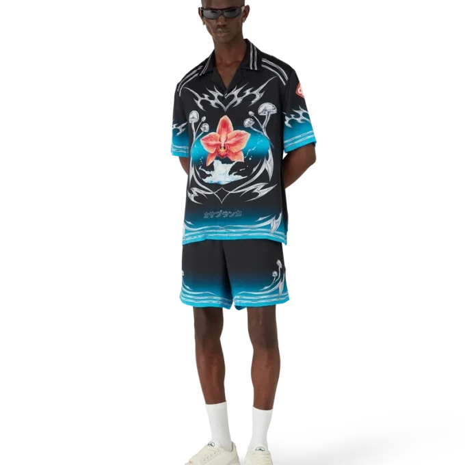 Blades kortärmad skjorta i silkesatin