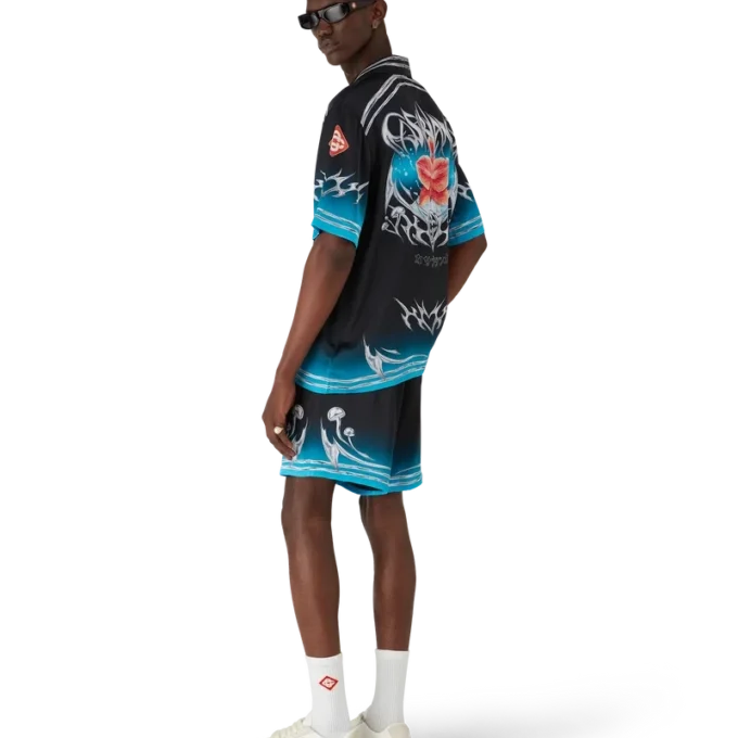 Blades kortärmad skjorta i silkesatin