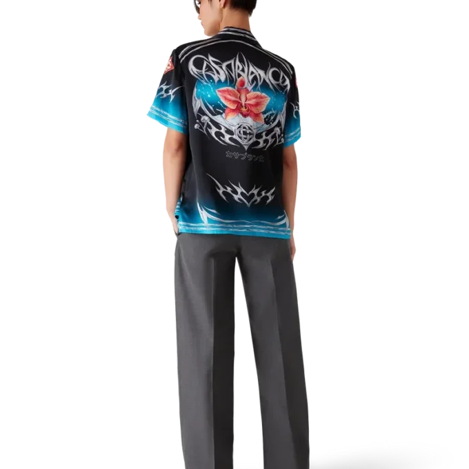 Blades kortärmad skjorta i silkesatin