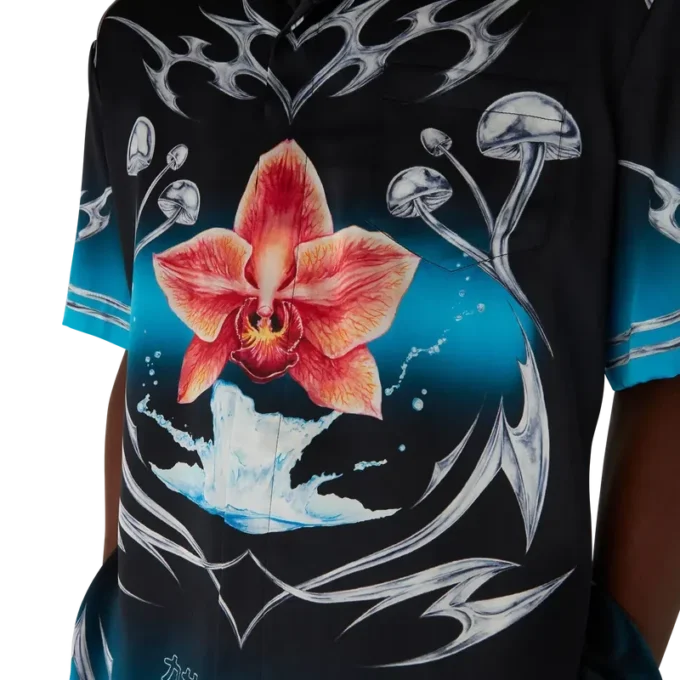 Blades kortärmad skjorta i silkesatin