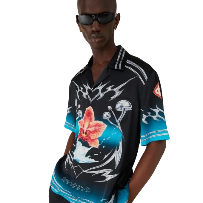 Blades kortärmad skjorta i silkesatin