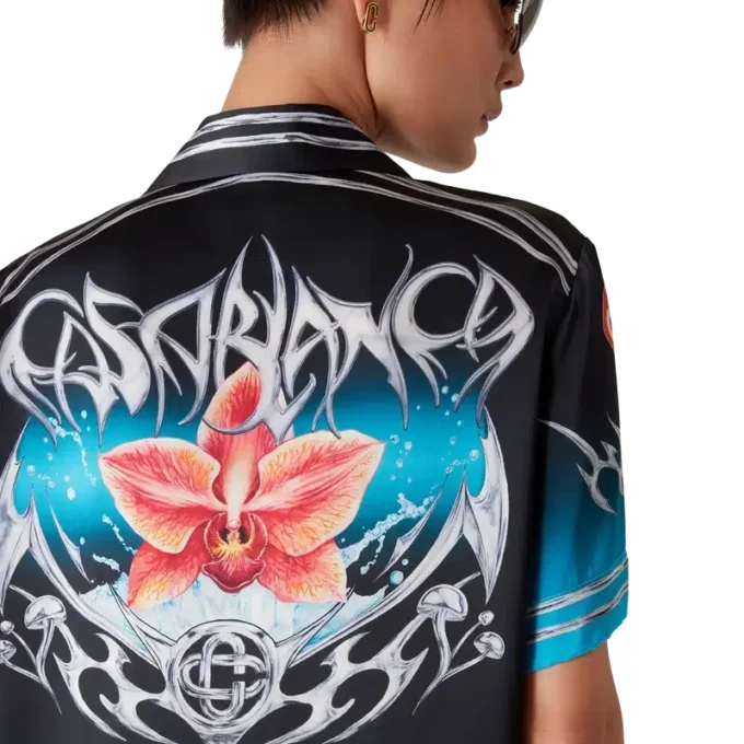 Blades kortärmad skjorta i silkesatin