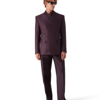 Blend skräddarsydda byxor i ull och silke med sidostripe