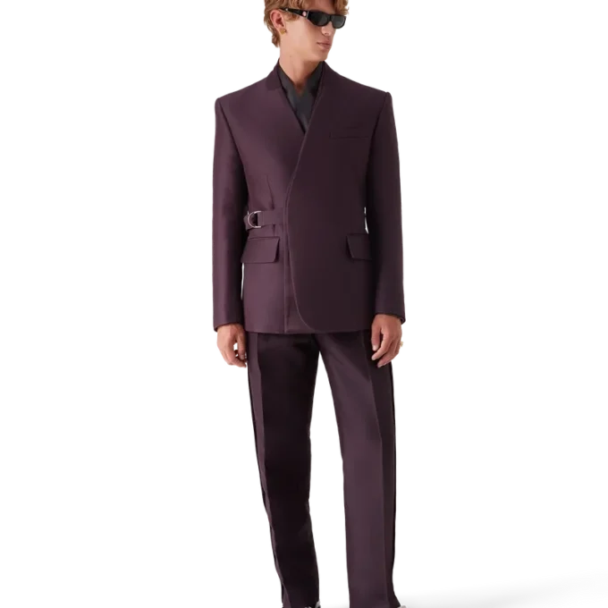 Blend skräddarsydda byxor i ull och silke med sidostripe