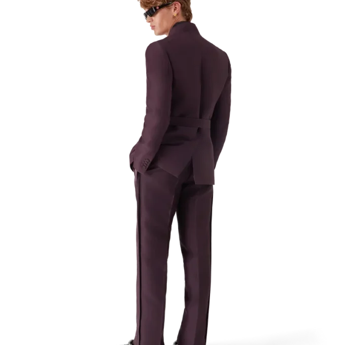 Blend skräddarsydda byxor i ull och silke med sidostripe