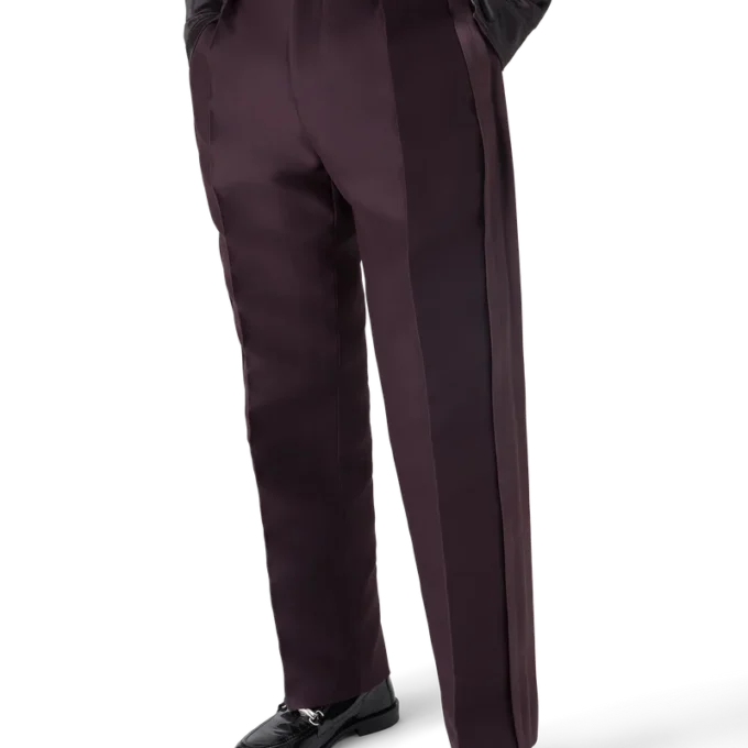 Blend skräddarsydda byxor i ull och silke med sidostripe