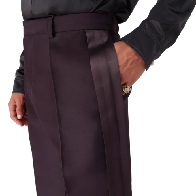 Blend skräddarsydda byxor i ull och silke med sidostripe