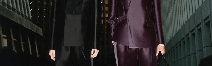 Blend skräddarsydda byxor i ull och silke med sidostripe