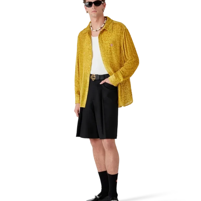 Blommig Devora-silkes skjorta