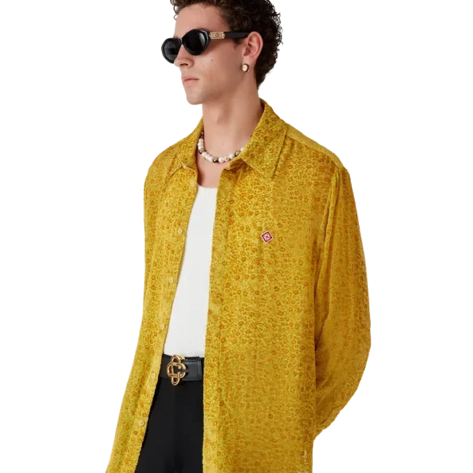 Blommig Devora-silkes skjorta