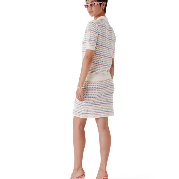 Blommig randig bomullskrokad kjol