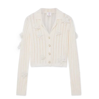 Blommig spetsstickad skjorta