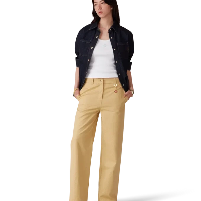 Bomullsbyxor med monogramjacquard