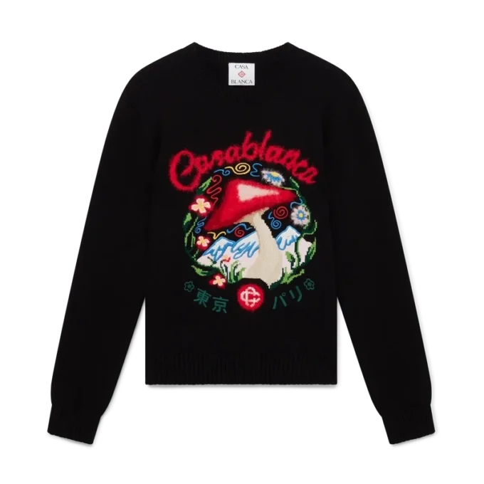 Bomullströja med broderad svamp