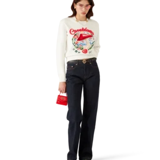 Bomullströja med broderad svamp