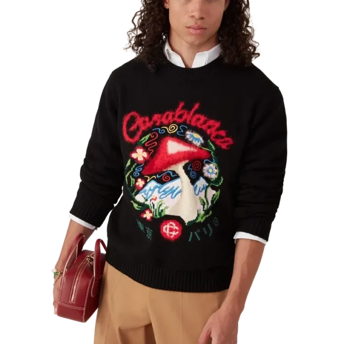 Bomullströja med broderad svamp