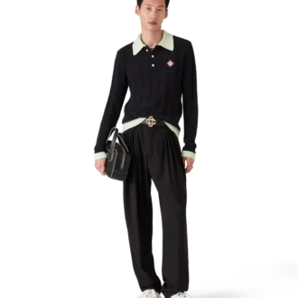 Bouclé-pikétröja med långa ärmar