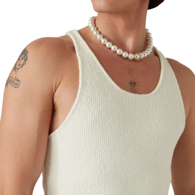 Bouclé-ribbad väst