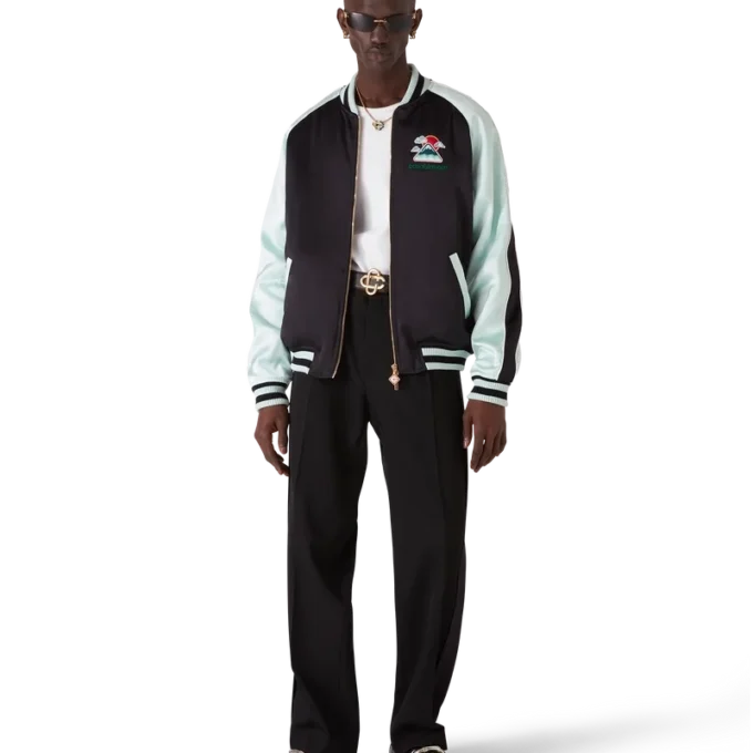 Broderad bomberjacka i satin Broderad bomberjacka i satin