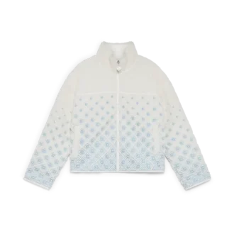 Broderad kort fleecejacka med gradientmonogram