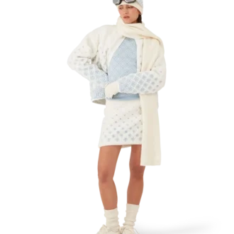 Broderad kort fleecejacka med gradientmonogram