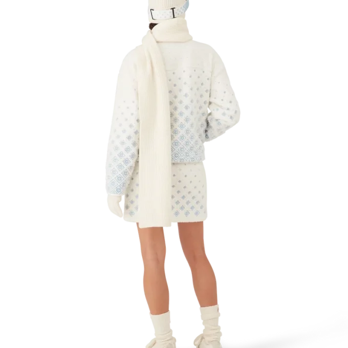 Broderad kort fleecejacka med gradientmonogram