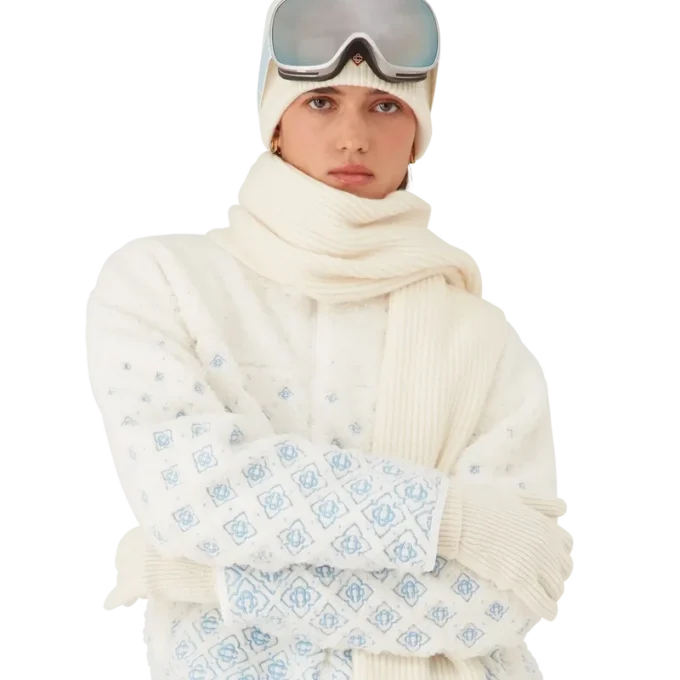 Broderad kort fleecejacka med gradientmonogram