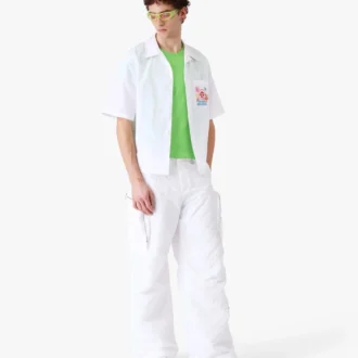 Broderad kortärmad skjorta med Collage D’icones Graphiques