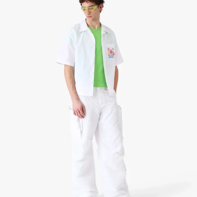 Broderad kortärmad skjorta med Collage D’icones Graphiques