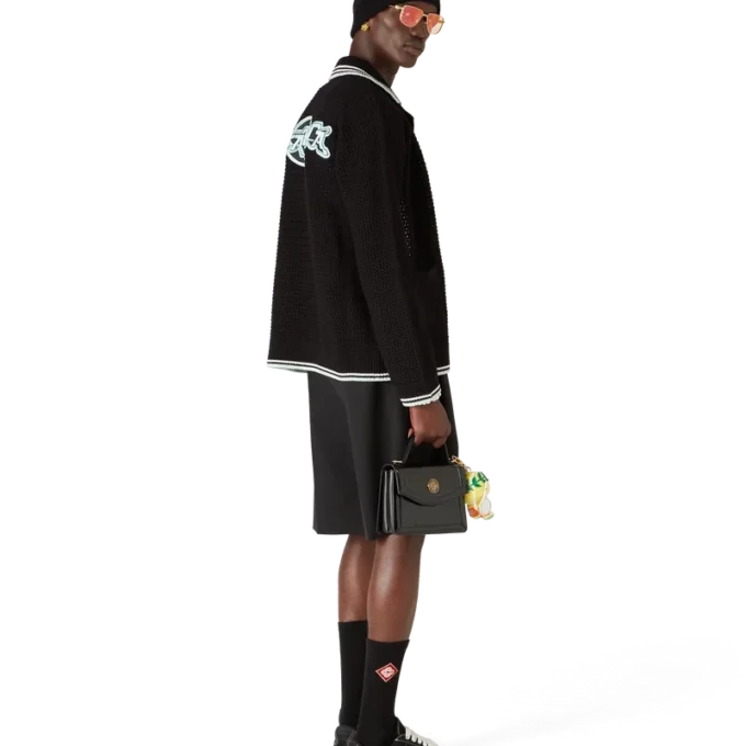 Broderad långärmad skjorta i bomullskrochet