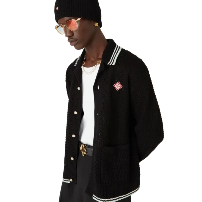 Broderad långärmad skjorta i bomullskrochet