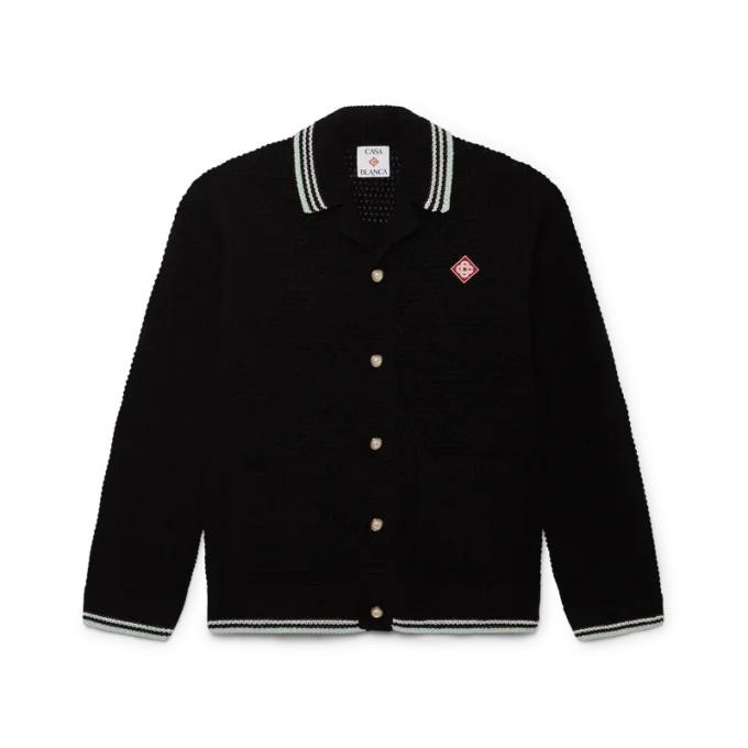 Broderad långärmad skjorta i bomullskrochet