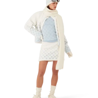 Broderad minikjol i fleece med monogram i ton-i-ton-mönster