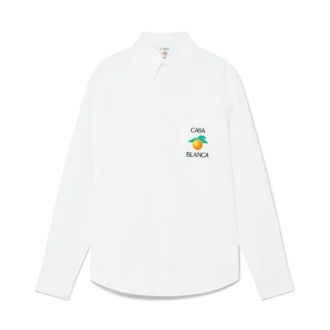 Broderad orange oxfordskjorta