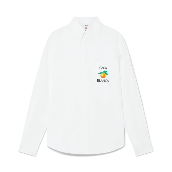 Broderad orange oxfordskjorta