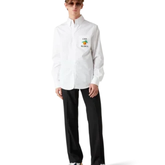 Broderad orange oxfordskjorta