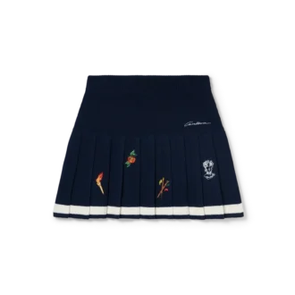 Broderad plisserad kjol i ull och kashmir