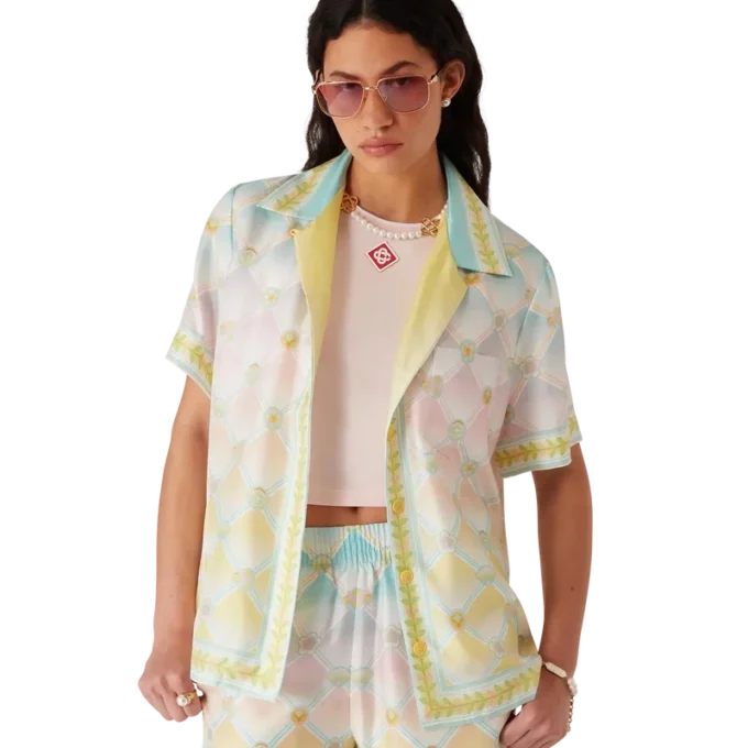 Candy Icons kortärmad skjorta i silketwill