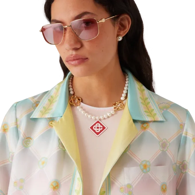 Candy Icons kortärmad skjorta i silketwill