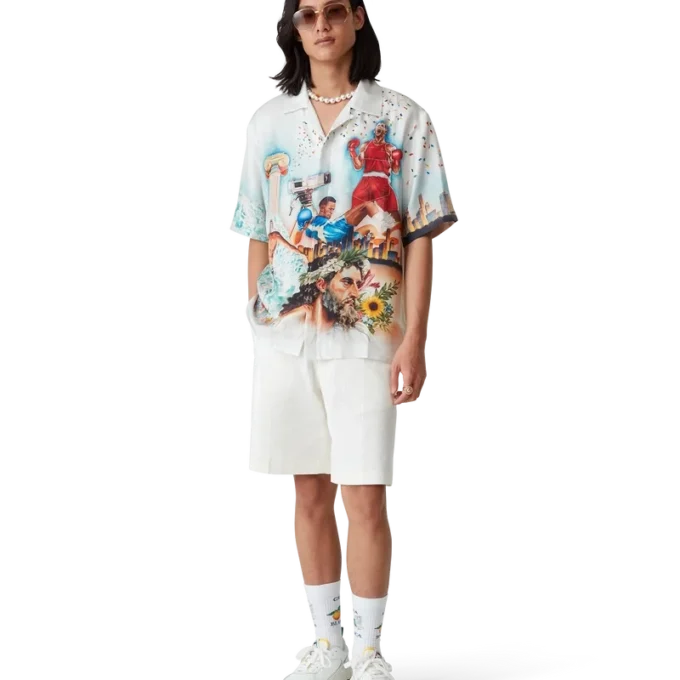 Celebration Du Sport kortärmad silkesskjorta