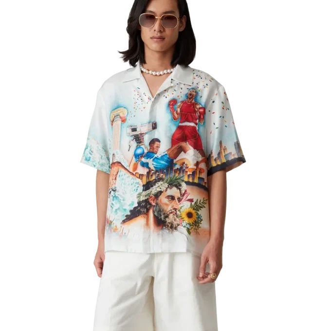 Celebration Du Sport kortärmad silkesskjorta